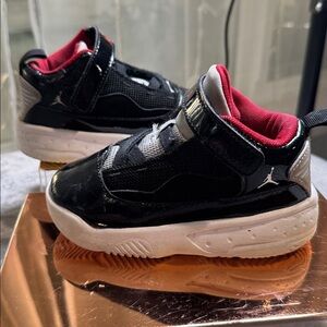 Jordan Kids Sneakers Black and Red with White Accents